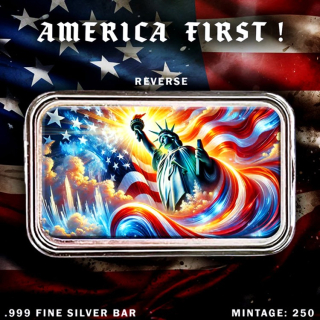 NEU* 1 oz Silber Motivbarren COLOR - LIBERTY & EAGLE AMERICA FIRST 1st  - Silber Color Farbig Auflage/Mintage 250