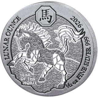 AURINUM*TOP*ANGEBOT** 1/12 oz Ruanda 2026 BU - PFERD - LUNAR OUNCE - JAHR des PFERDES - YEAR of the HORSE - Silber - Silberpferd - 10 RWF