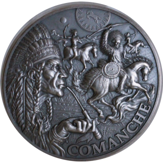 2 oz Kamerun 2024 Antique - COMANCHE Indianer - TRIBAL SPIRIT - Native American - Silber Antique Finish - 2,000 Frs