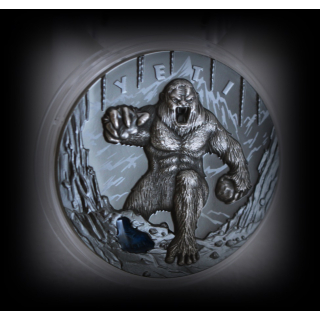2 oz Niue 2022 Black Proof - YETI - Die Legende des Schneemenschen im Himalaya - Harzelement - silber 5 NZ$