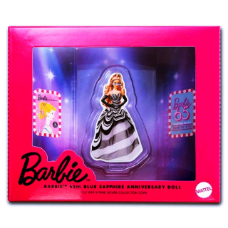 NEU* 1 oz Solomon Islands 2024 - BARBIE Superstar 65th Blue Sapphire Anniversary - Reverse Proof Shape - 5 $ Farbig Color