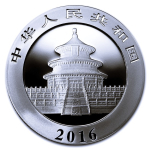 30 g Silber China 2016 BU - Panda - Silberpanda - Original Etui / Box - 10 Yuan - China Gold Coin Inc.