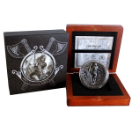 2 oz Niue 2021 Antique UV-Effekt  - FREYDIS Eiriksdottir Wikinger Kriegerin / Nordic Warrior - Silber Antique Finish - Serie Wikinger
