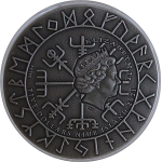2 oz Niue 2021 Antique UV-Effekt  - FREYDIS Eiriksdottir Wikinger Kriegerin / Nordic Warrior - Silber Antique Finish - Serie Wikinger
