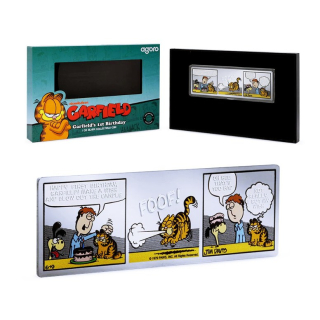 NEU* 1 oz Niue 2025 Proof - Nickelodeon - Garfields 1st Birthday Comic Strip - silber Rectangle color - 2 NZ$