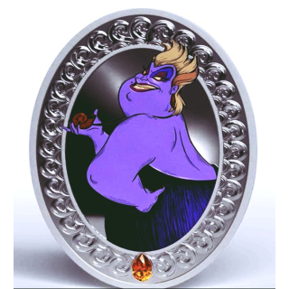 1 oz Niue 2025 - URSULA - Disney Villains Schurken - mit Edelsteinchen / Gemstone - 1 Unze Silber coloriert 2 NZ$