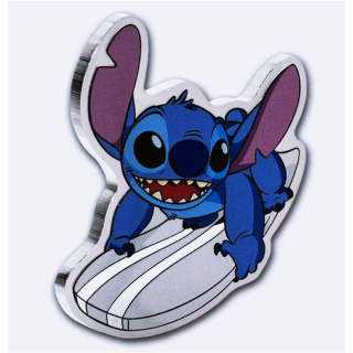1 oz Niue 2025 Proof -Disney Stitch Surfs Up - silber shape color - 2 NZ$