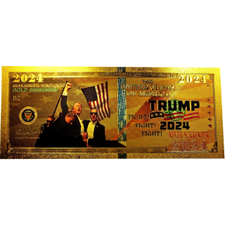 NEU ** Goldfolie - DONALD TRUMP FIGHT FIGHT FIGHT - 24-Karat Vergoldung - Polycarbonat - $100 - DC Comics 24K Note Bill