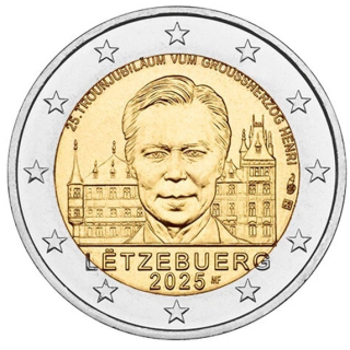 2 Euro Luxemburg 2025 bfr 25. Jahrestag der Thronbesteigung von Großherzog Henri