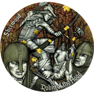 2 oz Kamerun 2024 Antique - ROBIN HOOD - Sherwood serie 1.Ausgabe - Premium Silber Color 2,000 Frs - Auflage/Mintage 300