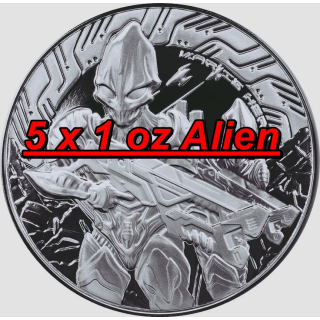 AURINUM*SUMMER*SALE** 5 x 1 oz Samoa 2024 PROOFLIKE - ALIEN - silber 2 NZ$ - Neue Serie Alien Battle