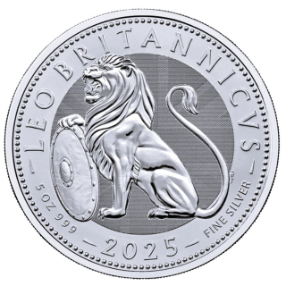 NEU* 5 oz UK 2025 BU - Britischer LÖWE - The British LION - Grossbritannien - silber 10 GBP - Premium Anlagemünze