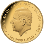 1 oz Gold Niue 2025 Proof - Queen Elizabeth II & Charles III 2025 $1 Portraits of Power - Silber 100 NZ$