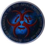 1 oz Silber Round 2025 Glow-in-the-Dark -  ZOMBIE ELEFANT / ELEGAUNT -  ZOMBUCKS Zombie Apokalypse - Die Untoten der Kommenden Apokalypse Nr. 6 - 75 Zombucks - Echtbilder