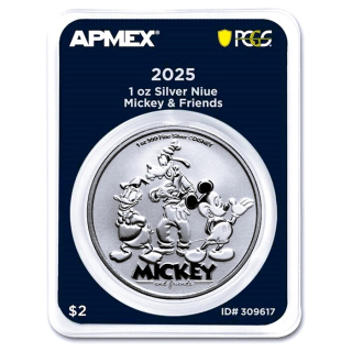 NEU* 1 oz Niue 2025 PCGS First Strike - Mickey Mouse & Freunde / Friends - Doanld Duck Goofy Mickey Mouse - Coin Card - Freunde fürs Leben - 2 $