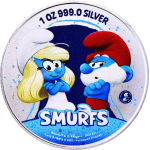 NEU* 1 oz Silber Round 2025 BU-EDITION  - Die SCHLÜMPFE - SCHLUMPFINE - SMURFS Coin Card - Erstes Color Doppelmotiv