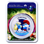 NEU* 1 oz Silber Round 2025 BU-EDITION  - Die SCHLÜMPFE - SCHLUMPFINE - SMURFS Coin Card - Erstes Color Doppelmotiv