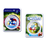 NEU* 1 oz Silber Round 2025 BU-EDITION  - Die SCHLÜMPFE - SCHLUMPFINE - SMURFS Coin Card - Erstes Color Doppelmotiv
