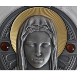 AURINUM*SUMMER*SALE** 2  oz Kamerun 2022 antique - MARIA von NAZARETH - 2 Bernsteine - 2 Amber Stones - OUR LADY  - Silber Antique Finish - 2000 Francs