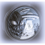 wieder bestellbar* Real Photos* 1 oz Niue 2025 Black Proof - ALIEN ABDUCTION / ENTFÜHRUNG - Silber 1 $ - Erste Alienmünze in Black Proof