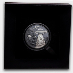 wieder bestellbar* Real Photos* 1 oz Niue 2025 Black Proof - ALIEN ABDUCTION / ENTFÜHRUNG - Silber 1 $ - Erste Alienmünze in Black Proof