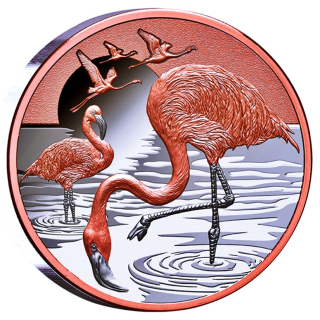 1 oz Tuvalu 2025 Proof ROSEGOLD - FLAMINGOS - Beauty & Grace - Silber Color 2 NZ$