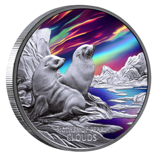 1 oz Tuvalu 2025 Proof - MOTHER of PEARL CLOUDS - Silber Color 2 NZ$