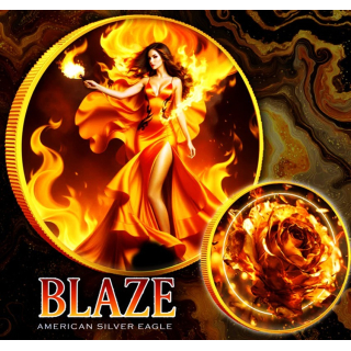 NEU** 1 oz USA American Liberty Eagle 2024 BLAZE EDITION - Die Flammende Lady Liberty - Infinity Edition - silber Color- Doppelmotiv