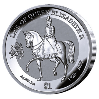1 oz BVI Reverse Proof 2022 - Das LEBEN der KÖNIGIN ELIZABETH II. - British Virgin Islands - Life of Queen Elizabeth II  - silber 1$
