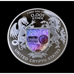 NEU* 1 oz UCS United Crypto States 2025  - 10 Jahre ETHEREUM - Ruthenium Silber Proof 0,001 ETHER - QR-Code Hologram - Vorverkauf / PRESALE