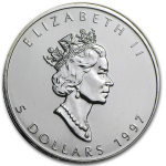 1 Unze Silber Maple Leaf 1997 BU Kanada