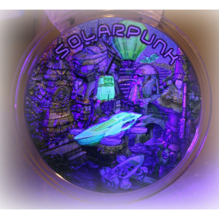 Echtbilder*Real Photos* 2 oz Niue 2024 - SOLARPUNK - 3-D Glow-in-the-Dark "Serie Punk Universe" Harmonie mit der Natur - Silber High Relief Antique Finish 5$