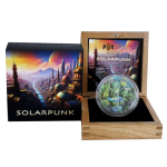 ab Lager** 2 oz Niue 2024 Proof - SOLARPUNK - 3-Dimensional - Glow-in-the-Dark " Serie Punk Universe" Harmonie mit der Natur - Silber High Relief Antique Finish 5$
