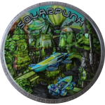 ab Lager** 2 oz Niue 2024 Proof - SOLARPUNK - 3-Dimensional - Glow-in-the-Dark " Serie Punk Universe" Harmonie mit der Natur - Silber High Relief Antique Finish 5$