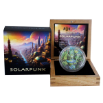 Echtbilder*Real Photos* 2 oz Niue 2024 - SOLARPUNK - 3-D Glow-in-the-Dark "Serie Punk Universe" Harmonie mit der Natur - Silber High Relief Antique Finish 5$