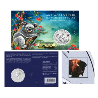 1 oz Australien 2025 KOALA PRIVY BISON - Coin Card - Oklahoma ANA WORLD’S MONEY FAIR Oklahoma City- silber 1 AU$