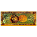 10 x SET Goldfolie - BITCOIN - 24-Karat Vergoldung - Polycarbonat - 100 virtuelle Bitcoin - 24K Note Bill