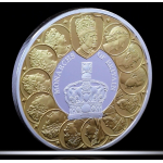 1 oz Niue 2025 Proof Gilded - Monarchs of Britain - Die Monarchen Grossbritanniens -  Silber 1 NZ$