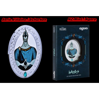 ab Lager* 1 oz Niue 2025 - HADES aus der Unterwelt - Disney Villains Schurken - mit Edelsteinchen / Gemstone - 2 $  - Agoro/NZ Mint