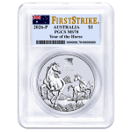 NEU* 1 oz Australien 2025 PCGS MS70 -  JAHR des PFERDES -...