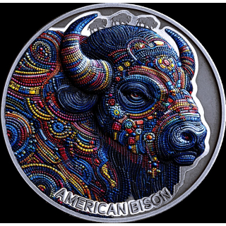 2 oz Kamerun 2025 - BISON American Bison - 1. Ausgabe  Patterns of the World - Spezialeffekt - silber 2000 Francs