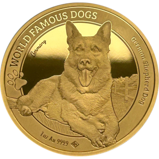 1 Unze Gold Kamerun 2025 BU - Schäferhund - World Famous Dogs - Ausgabe 7