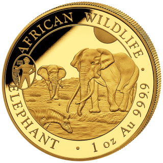 1 oz Gold Somalia Elefant 2025 Privy ANA Oklahoma City  - Serie African Wildlife - ELEFANTENMOTIV 2026
