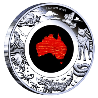 1 oz Australien 2025 Proof - SNAKESKIN JASPER / Schlangenhautjaspis - Serie Great Southern Land - Silber 1 AU$  Jede Münze ein UNIKAT