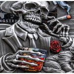 1 oz Ghana 2025 antique -SKELETT- GANGSTER SKULL aus...