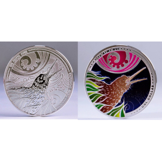 2 x 1 oz Silber SET Kiwi 2026 Proof + Specimen Neuseeland - New Zealand Post Kiwiserie - Coin Card - silber 1 NZ$