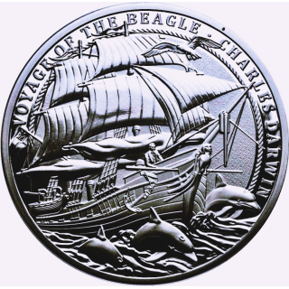 ab Lager** 1 oz Niue 2025 Proof - HMS BEAGLE /  TEN-GUN-BRIG  - Charles Darwins Reise zu den Galapagos-Inseln /  Voyage to the Galapagos-Islands- Silber 1 $