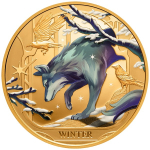 1 oz Gold Niue 2025 Proof - Der WINTER-WOLF / Der Wolf im Winter - Serie Jahreszeiten/Seasons (4) - Gold Color 99 $ - nur wenige / Only a few