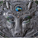 NEU* New* 2 oz United Crypto States 2025 Antique - WOLF TECHNO TOTEM - Kristallelement - Silber Antique 1000 Satoshi - QR-Code Hologramm