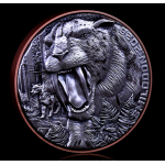 155 g Vanuatu 2026 - SMILODON / SÄBELZAHTIGER - Predator - Double Silver Giant Serie - Antique Finish Bimetall Silber/Kupfer - 10 Vatu